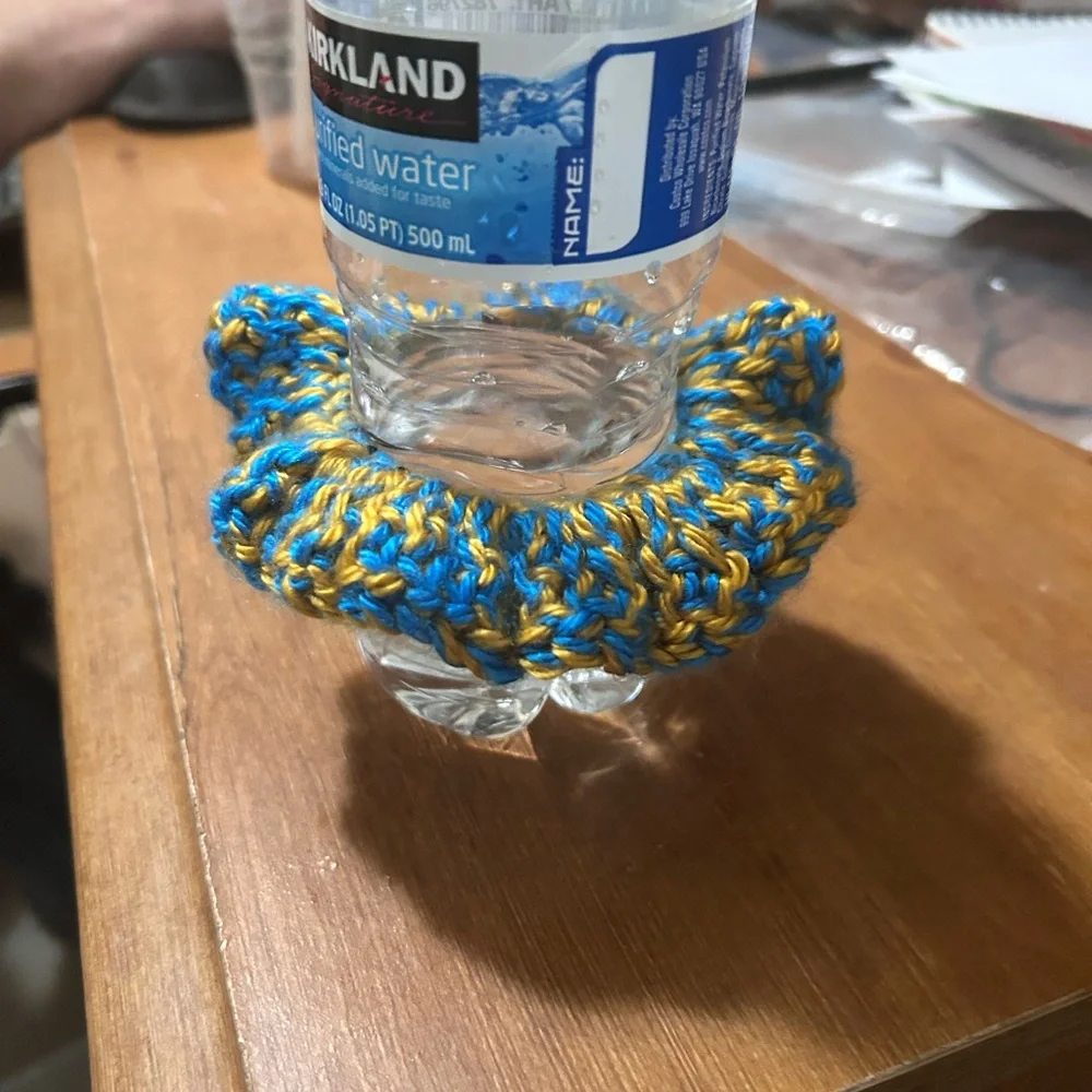 Handmade Blue and Yellow Kids Hair Scrunchie - Picture 2 of 2